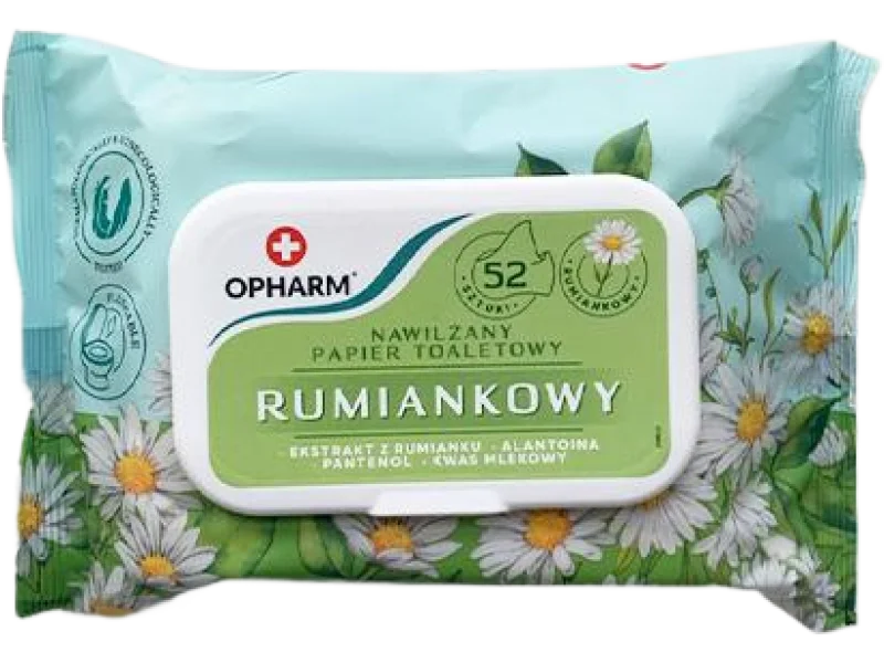 Opharm Nawilżany papier toaletowy rumiankowy, chusteczki