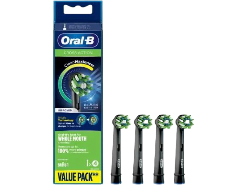 Oral-B Końcówki do szczoteczki CrossAction EB50-4 Czarne, sprzęt medyczny
