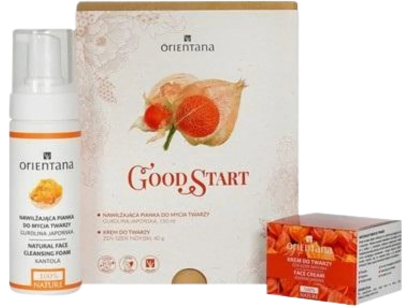 Orientana Zestaw Good Start Krem do twarzy Żeń-szeń indyjski + Nawilżająca pianka do mycia twarzy Gurdlina japońska