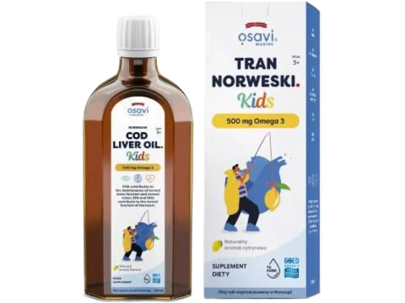 Osavi Tran Norweski Kids 500 mg Omega 3 aromat cytrynowy, płyn, 500 mg