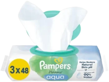 Zdjęcie produktu PAMPERS Chusteczki nawilżane harmonie aqua, 99%