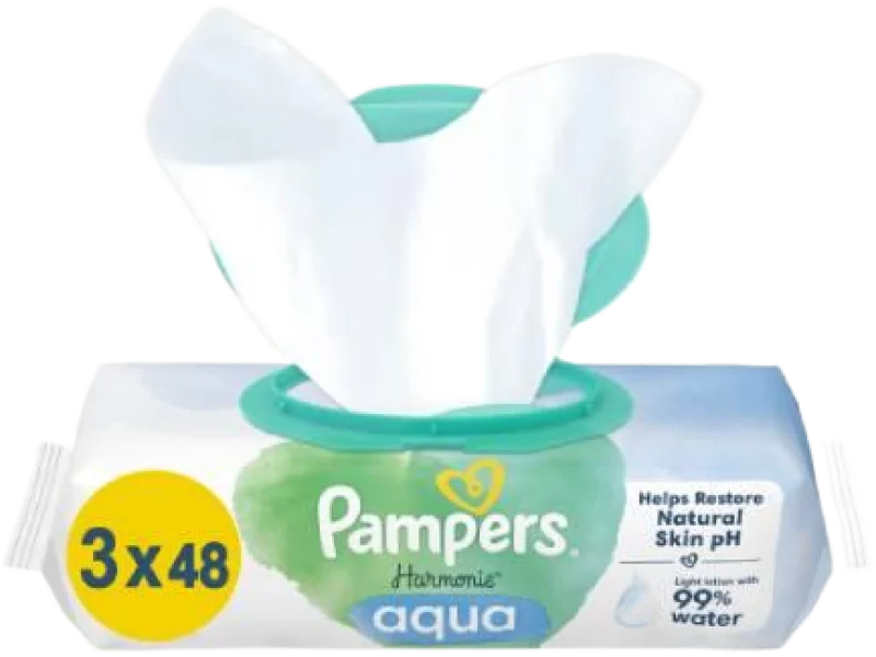 PAMPERS Chusteczki nawilżane harmonie aqua, 99%