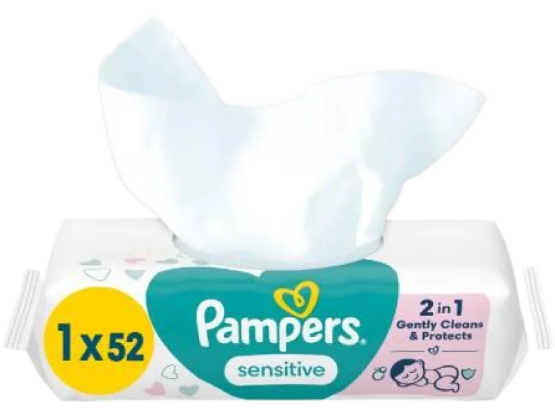 PAMPERS Chusteczki nawilżane Sensitive plastic free