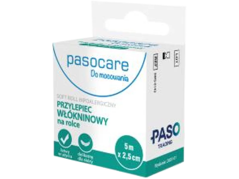 PASOCARE Soft Roll Hipoalergiczny Przylepiec włókninowy do mocowania, plaster