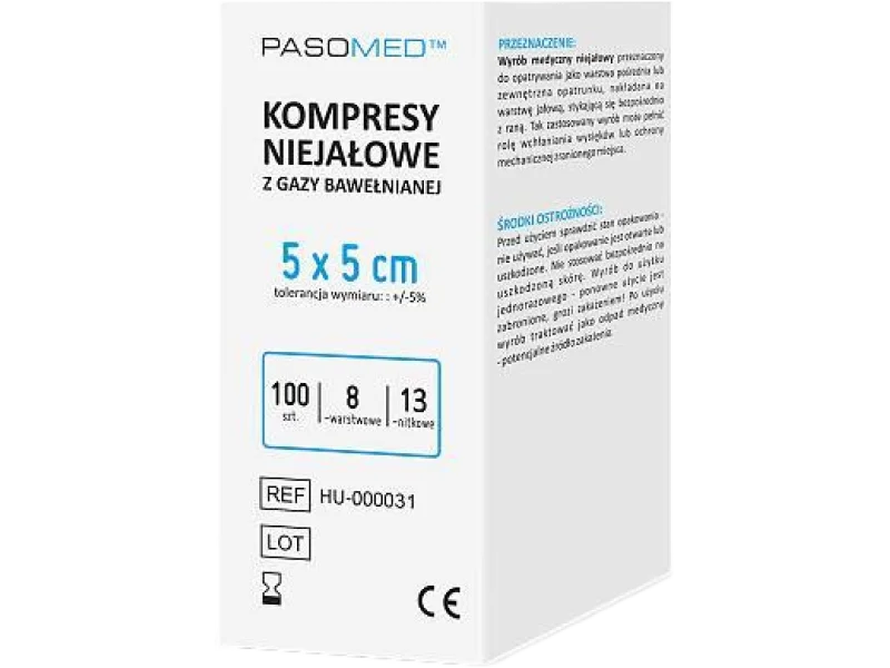 PASOMED Kompresy niejałowe 13-nitkowe 8-warstwowe