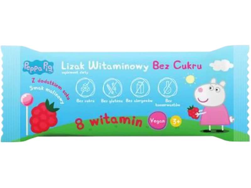 PEPPA PIG Lizak witaminowy bez cukru smak malinowy