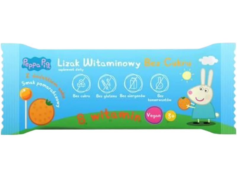 PEPPA PIG Lizak witaminowy bez cukru smak pomarańczowy