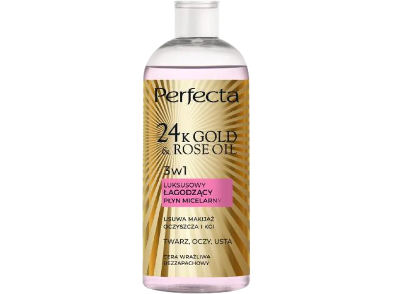 PERFECTA 24K Gold & Rose Oil Luksusowy łagodzący płyn micelarny
