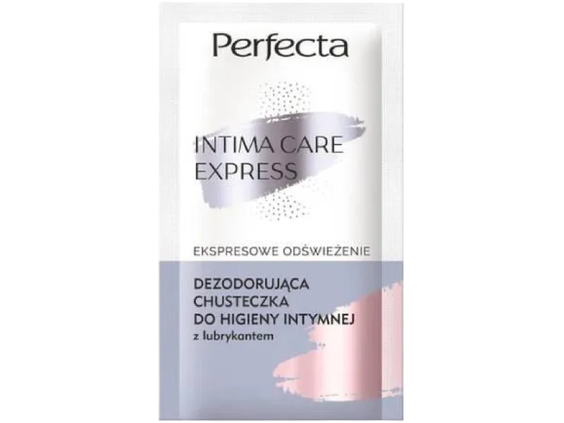 Perfecta Intima Care Express kojąca dezodorująca chusteczka do higieny intymnej z lubrykantem, chusteczki