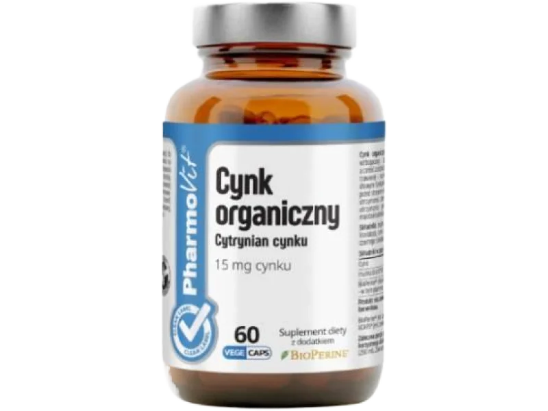 PHARMOVIT Cynk organiczny Cytrynian cynku 15 mg, kapsułki, 15 mg