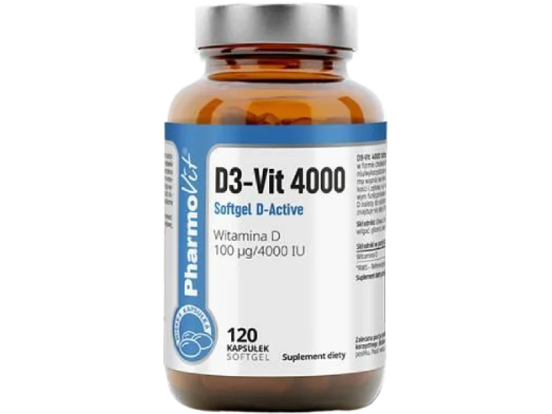 PHARMOVIT D3-Vit 4000 Softgel D-Active, kapsułki miękkie, 100 µg