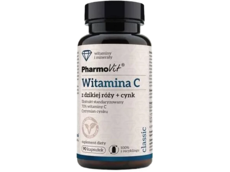 PHARMOVIT Witamina C z dzikiej róży + Cynk, kapsułki, 700 mg + 10 mg