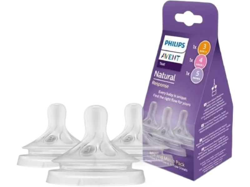 PHILIPS AVENT Natural Response – zestaw: 3 butelki ze smoczkiem + szczotka
