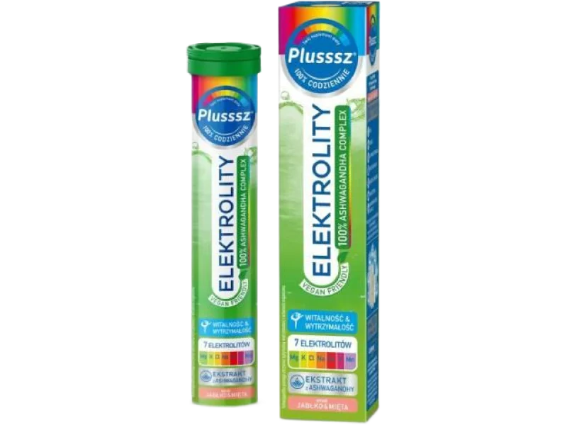 PLUSSSZ Elektrolity z ashwagandhą, tabletki musujące