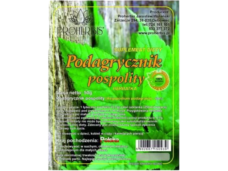PROHERBIS Podagrycznik, zioła do zaparzania