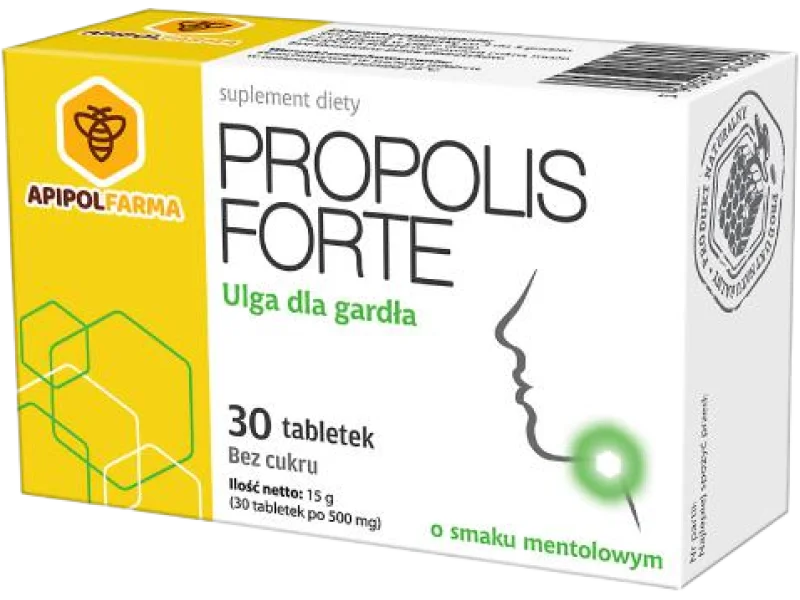 Propolis Forte o smaku mentolowym, tabletki do ssania