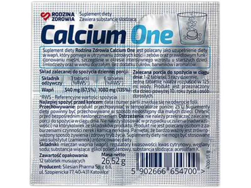 Rodzina Zdrowia Calcium One, tabletki musujące, 540 mg