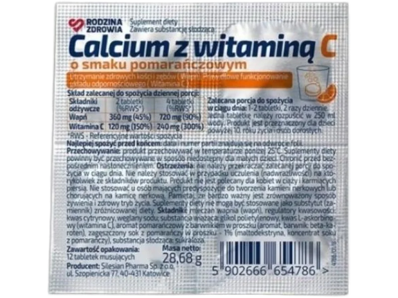 Rodzina Zdrowia Calcium z witaminą C, tabletki musujące
