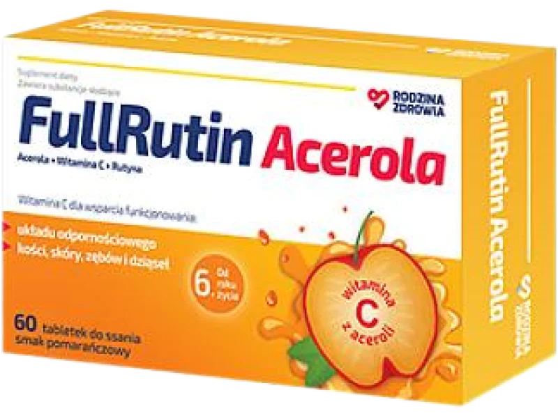Rodzina Zdrowia FullRutin Acerola smak pomarańczowy, tabletki, 25 mg