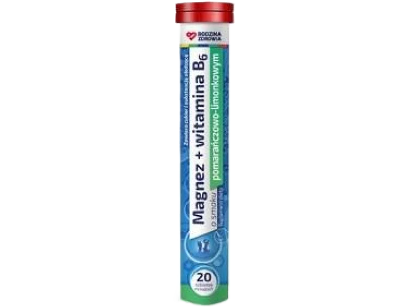 Rodzina Zdrowia Magnez + witamina B6 o smaku pomarańczowo-limonkowym, tabletki musujące