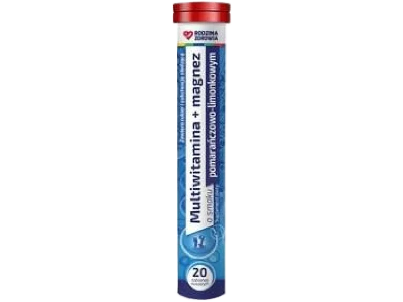 Rodzina Zdrowia Multiwitamina+magnez o smaku pomarańczowo-limonkowym, tabletki musujące