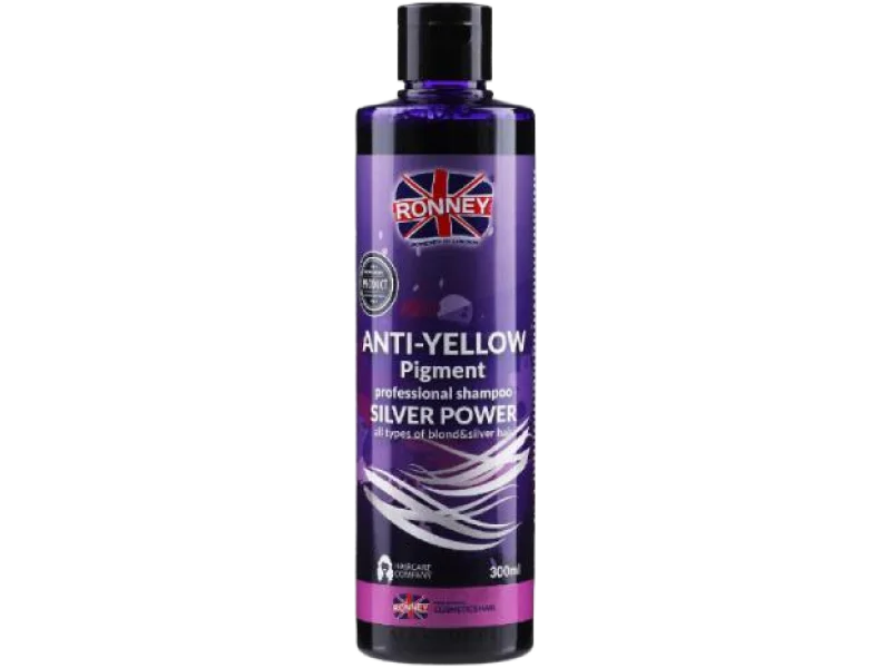 RONNEY Silver Power Anti-Yellow Pigment Szampon do włosów blond, rozjaśnionych i siwych