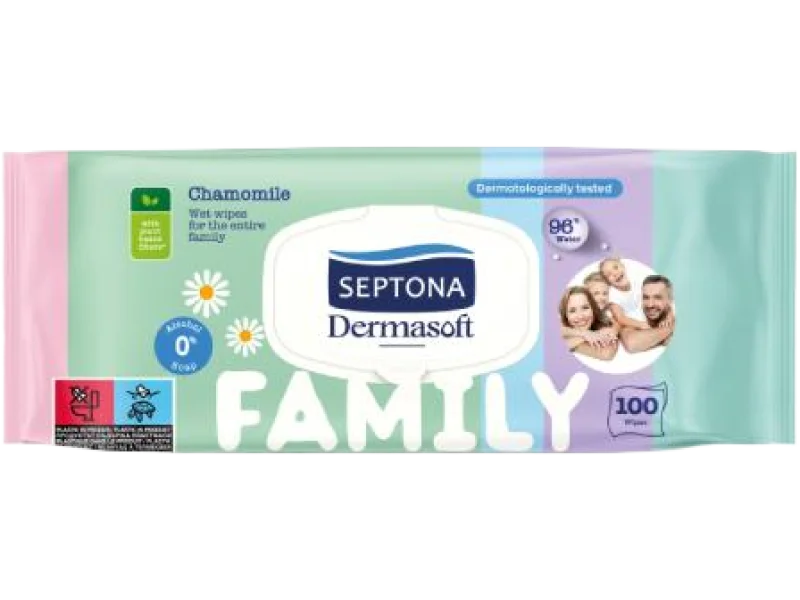 SEPTONA Dermasoft Family Nawilżane chusteczki z rumiankiem i aloesem