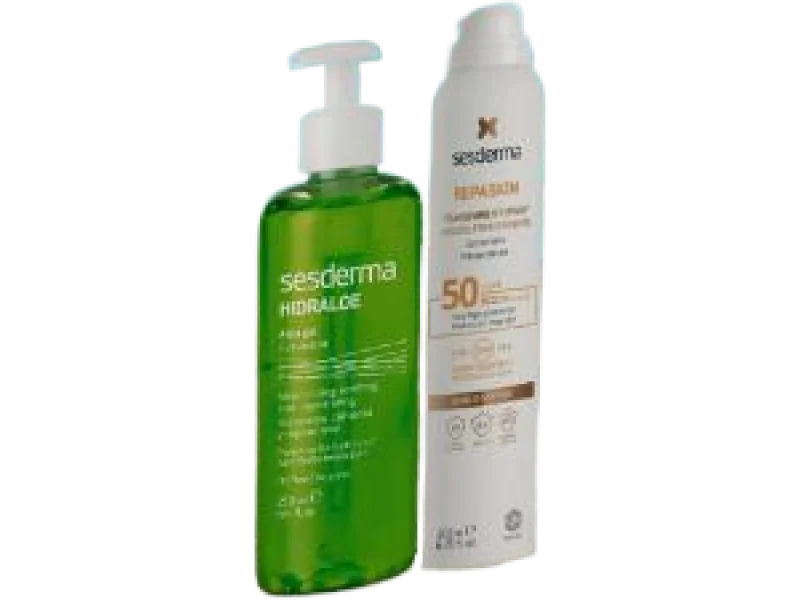 SESDERMA Zestaw Hidraloe Żel aloesowy + Repaskin fotoprotector spray SPF 50+