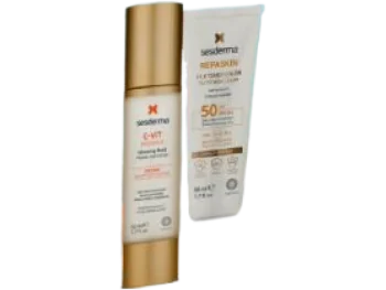 Zdjęcie produktu SESDERMA Zestaw REPASKIN SILK Touch liposomowy fotoprotektor słoneczny SPF50 + C-VIT Radiance krem