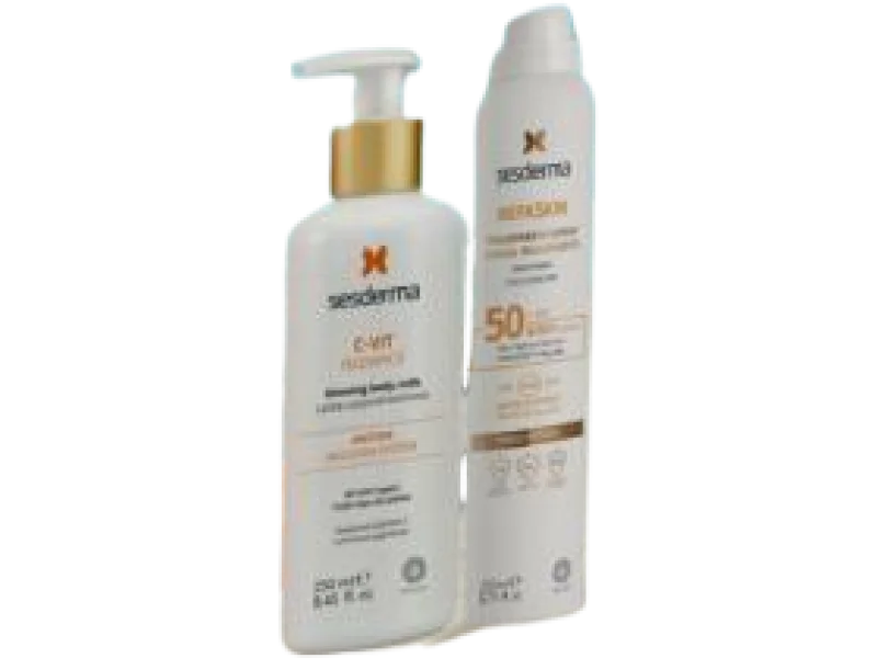 SESDERMA Zestaw REPASKIN Spray Fotoprotector SPF50+ + C-VIT Rozświetlające Mleczko do ciała, mleczko,spray