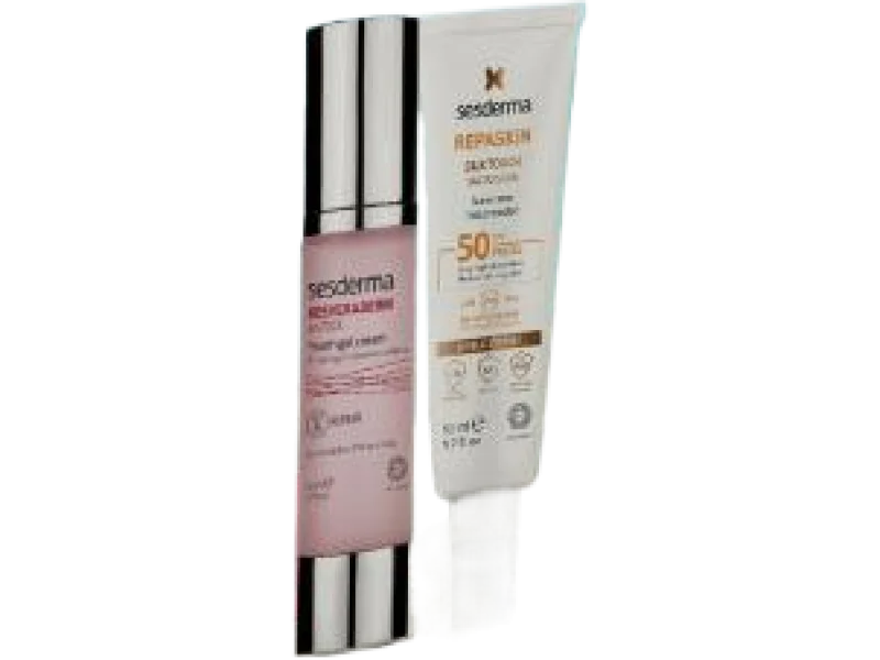 SESDERMA Zestaw Resveraderm + Repaskin Silk Touch Fotoprotektor, krem