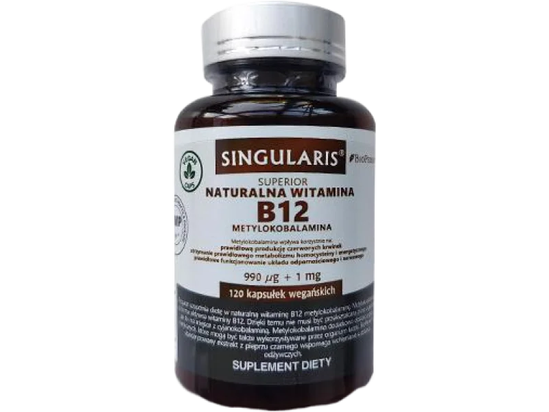 SINGULARIS Superior Naturalna witamina B12 Metylokobalamina + BioPerine, kapsułki, 990 µg