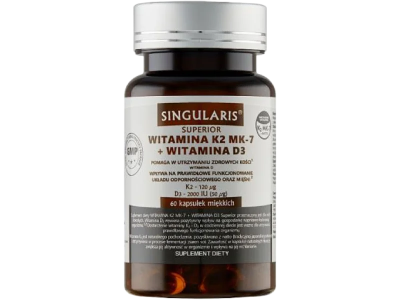 SINGULARIS Witamina K2 MK-7 + D3 2000iu Superior, kapsułki, 100 µg + 2000 j.m.