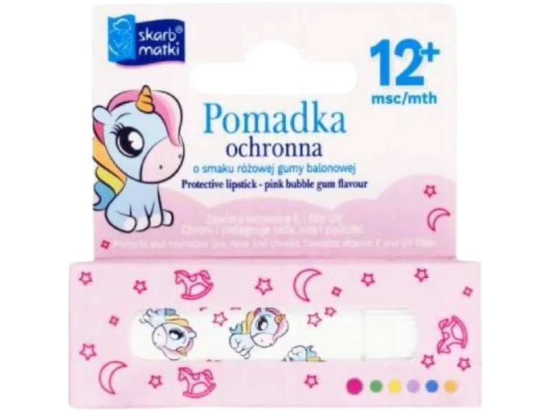 SKARB MATKI Pomadka ochronna dla dzieci 12m+ o smaku różowej gumy balonowej