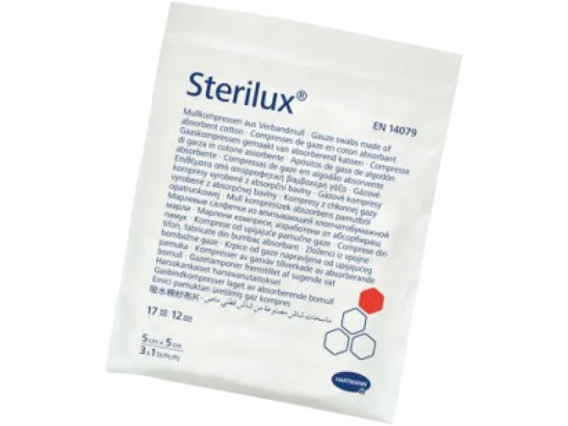 STERILUX Kompresy gazowe jałowe 17-nitkowe 12-warstwowe