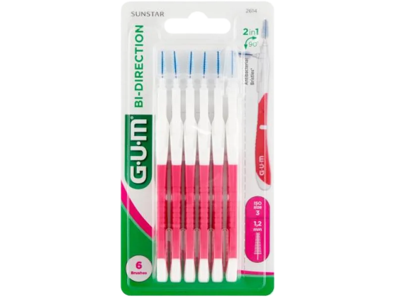 SUNSTAR GUM Bi-Direction Szczoteczki międzyzębowe różowe, 1,2 mm