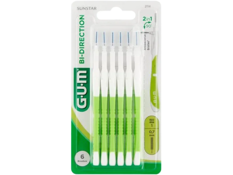 SUNSTAR GUM Bi-Direction Szczoteczki międzyzębowe zielone, sprzęt medyczny, 0,7 mm