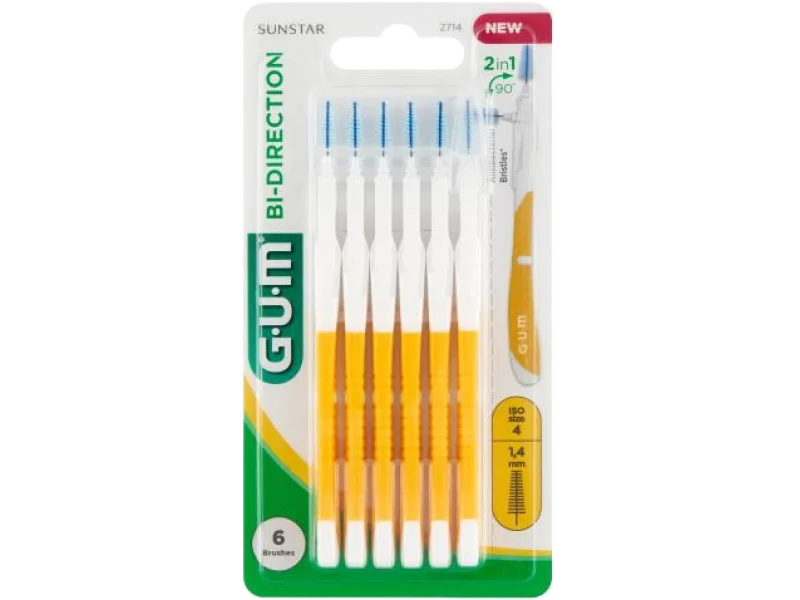 SUNSTAR GUM Bi-Direction Szczoteczki międzyzębowe żółte 1,4mm, sprzęt medyczny