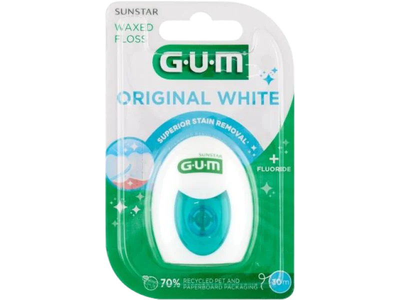 Sunstar GUM Original White + Fluoride, nić dentystyczna