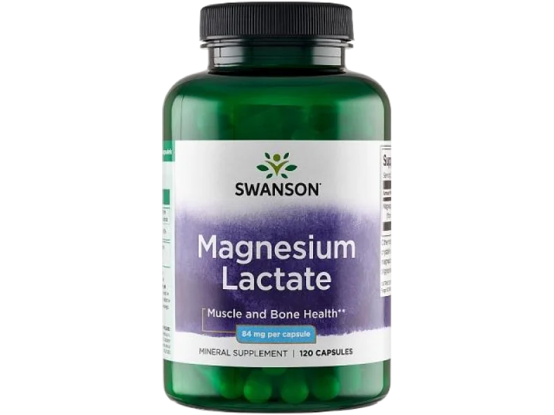 SWANSON Magnesium Lactate Mleczan magnezu 84mg, kapsułki, 84 mg