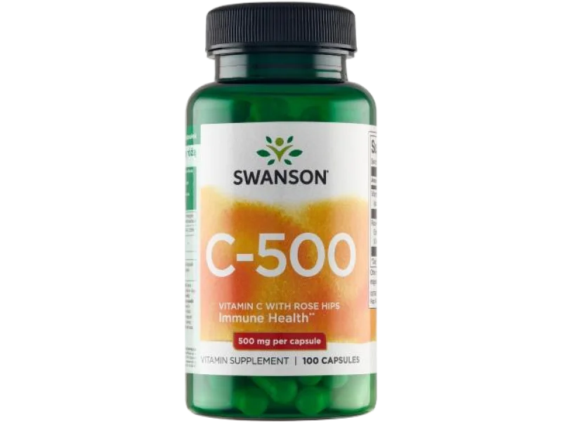 Swanson Witamina C500 + dzika róża, kapsułki, 500 mg