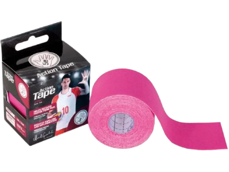 Taśma kinezjologiczna syntetyczna Action Premium różowa