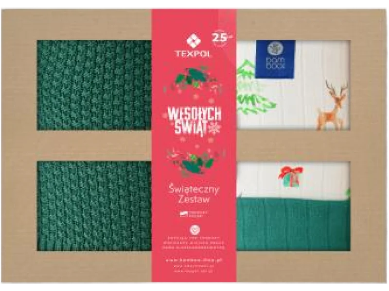 TEXPOL Zestaw Świąteczny: Bambusowy kocyk + Pieluszka + Pieluszka