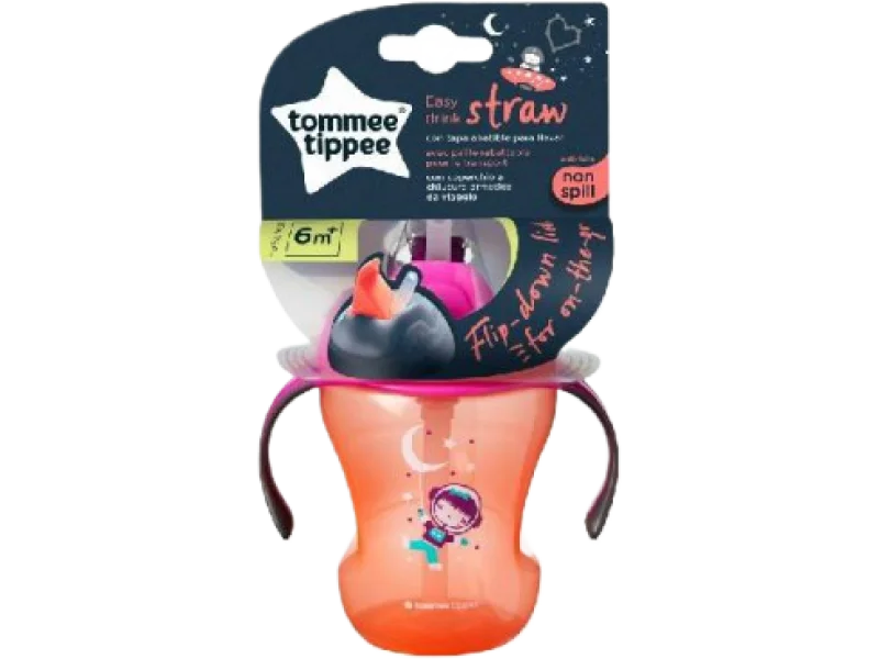 Tommee Tippee Kubek Niekapek pomarańczowo-różowy ze słomką, sprzęt medyczny