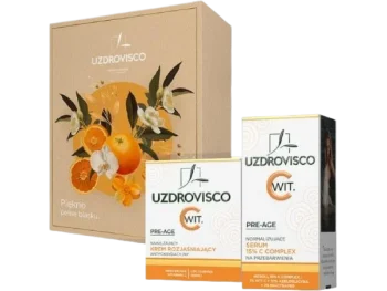 UZDROVISCO Pre-Age Zestaw Nawilżający krem rozjaśniający antyoksydacyjny + Normalizujące serum C complex 15% na przebarwienia, zestaw terapeutyczny