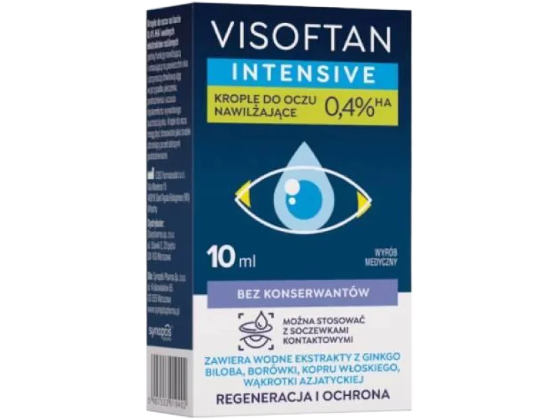 VISOFTAN INTENSIVE Krople do oczu nawilżające 0,4% HA, 0,4%