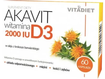 Zdjęcie produktu VITADIET Akavit Witamina D3 2000 IU, kapsułki miękkie, 2000 IU