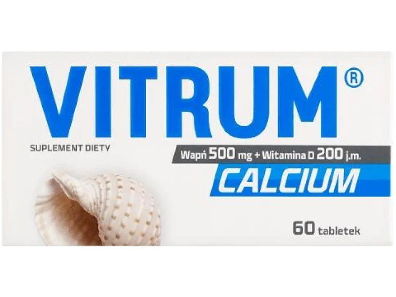 Vitrum Calcium Wapń 500mg + Witamina D 200j.m., tabletki
