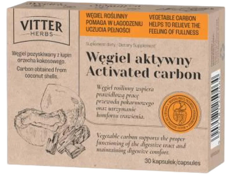 Vitter Herbs Węgiel aktywny, kapsułki twarde, 150 mg