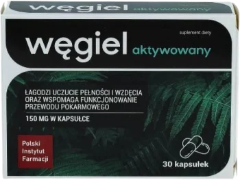 Zdjęcie produktu Węgiel Aktywowany Polski Instytut Farmacji, kapsułki, 150 mg